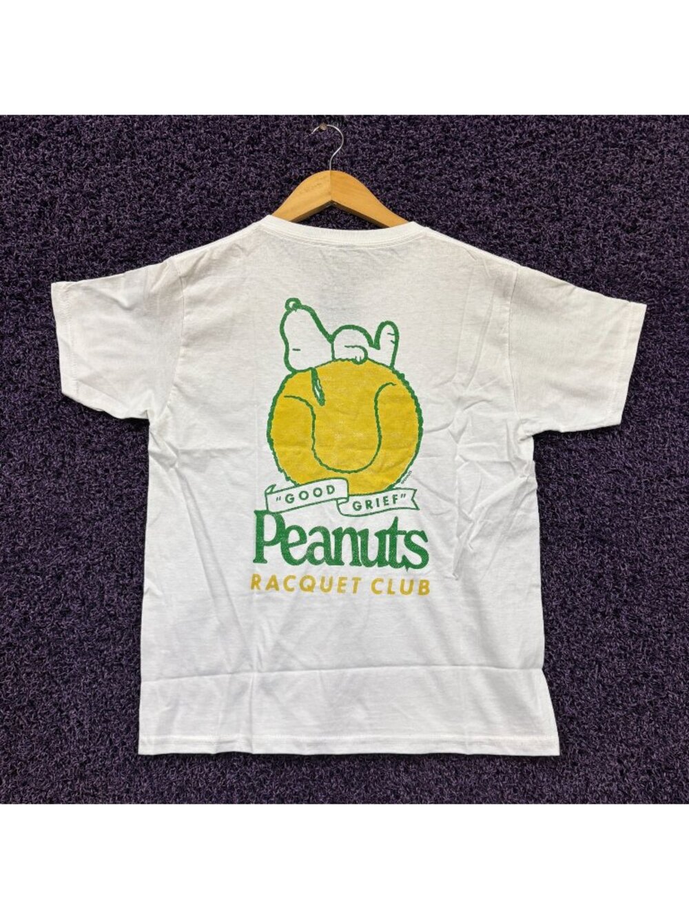 Peanuts Racquet Club Good Grief Snoopy Layin Down Crop Top M